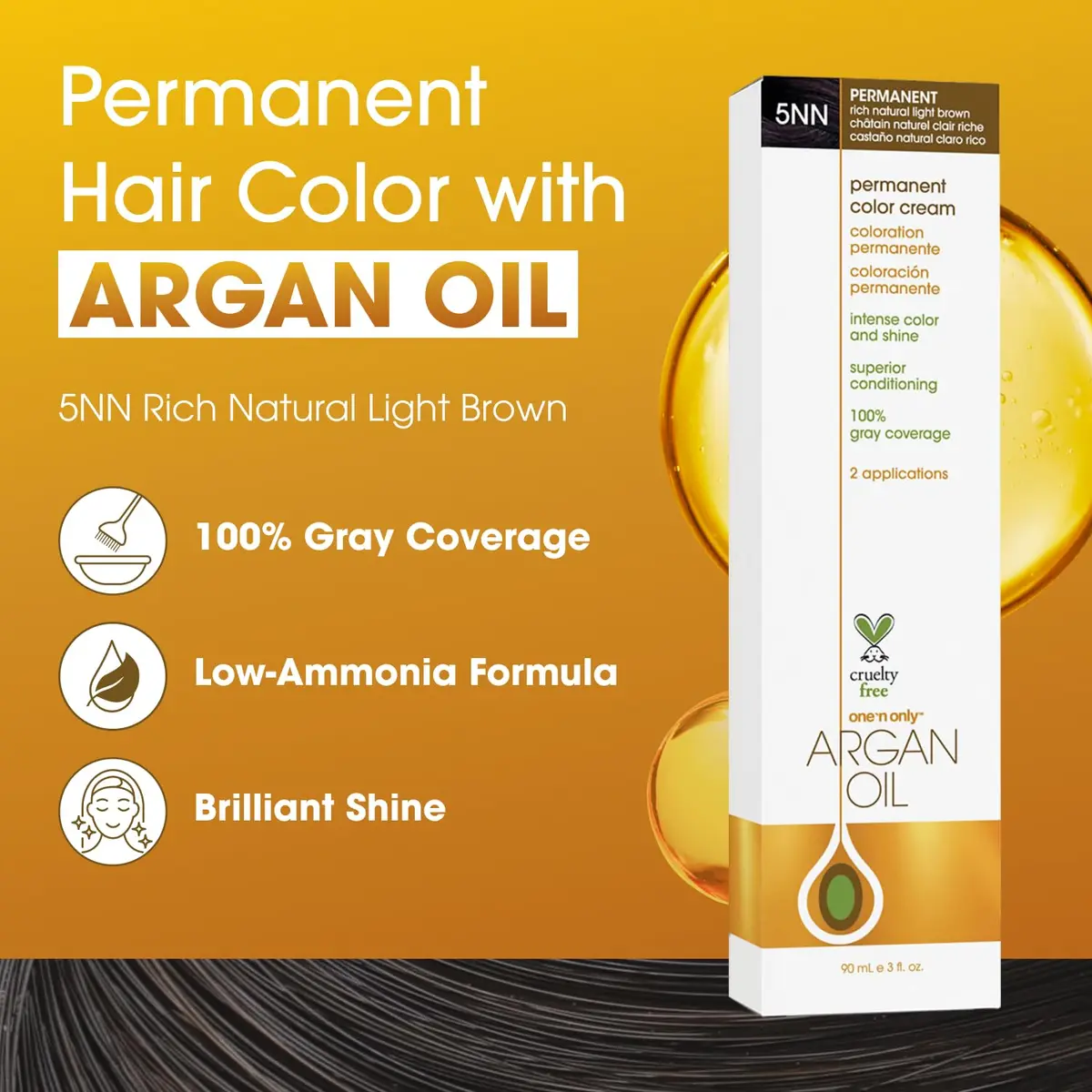 One 'N Only Permanent Hair Color & Dye 5NN Rich Natural Light Brown 3 oz | Deep, Accurate Tones with Gray Coverage - view 2
