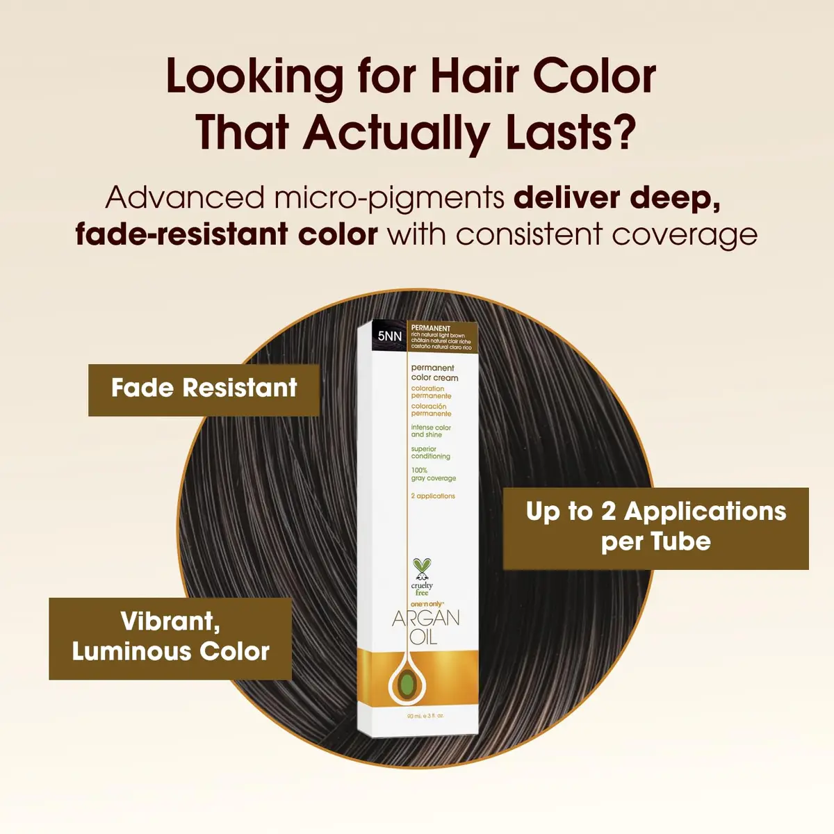 One 'N Only Permanent Hair Color & Dye 5NN Rich Natural Light Brown 3 oz | Deep, Accurate Tones with Gray Coverage - view 3