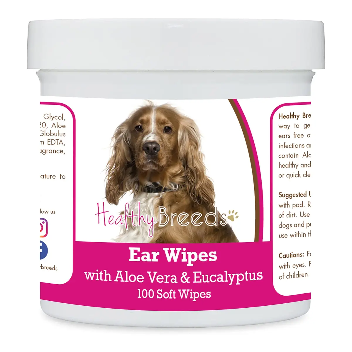 Healthy Breeds Ear Wipes for Dogs 100 Count | Aloe & Eucalyptus, Alcohol-Free, Made in USA - main product image