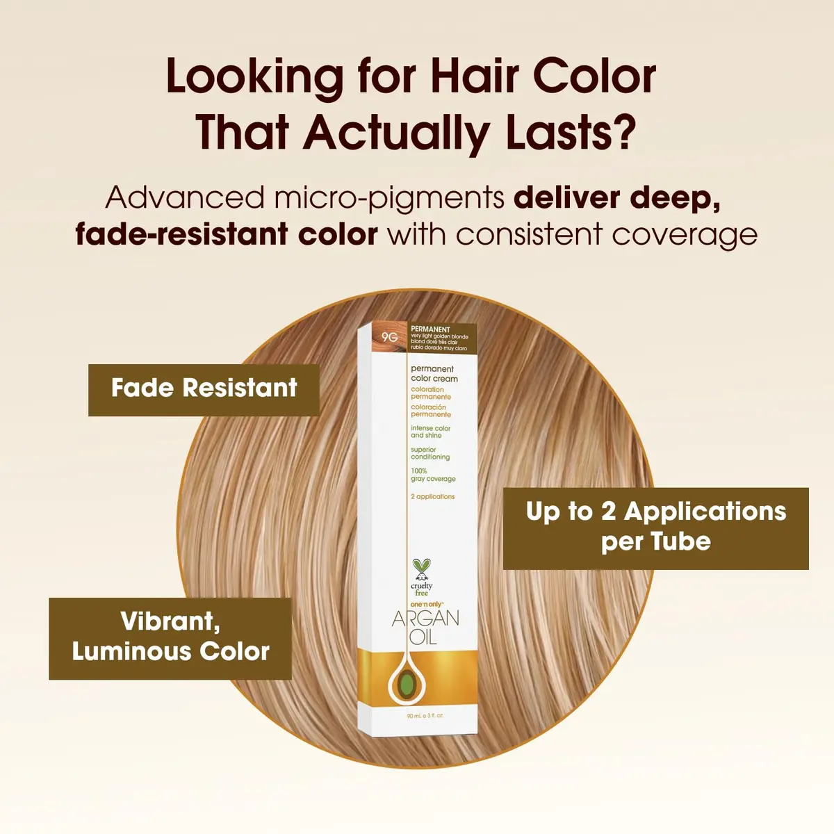 One 'N Only Permanent Hair Color & Dye, 9G Very Light Golden Blonde, 3 oz | Rich, Accurate Tones with Argan Oil (90c) - view 3