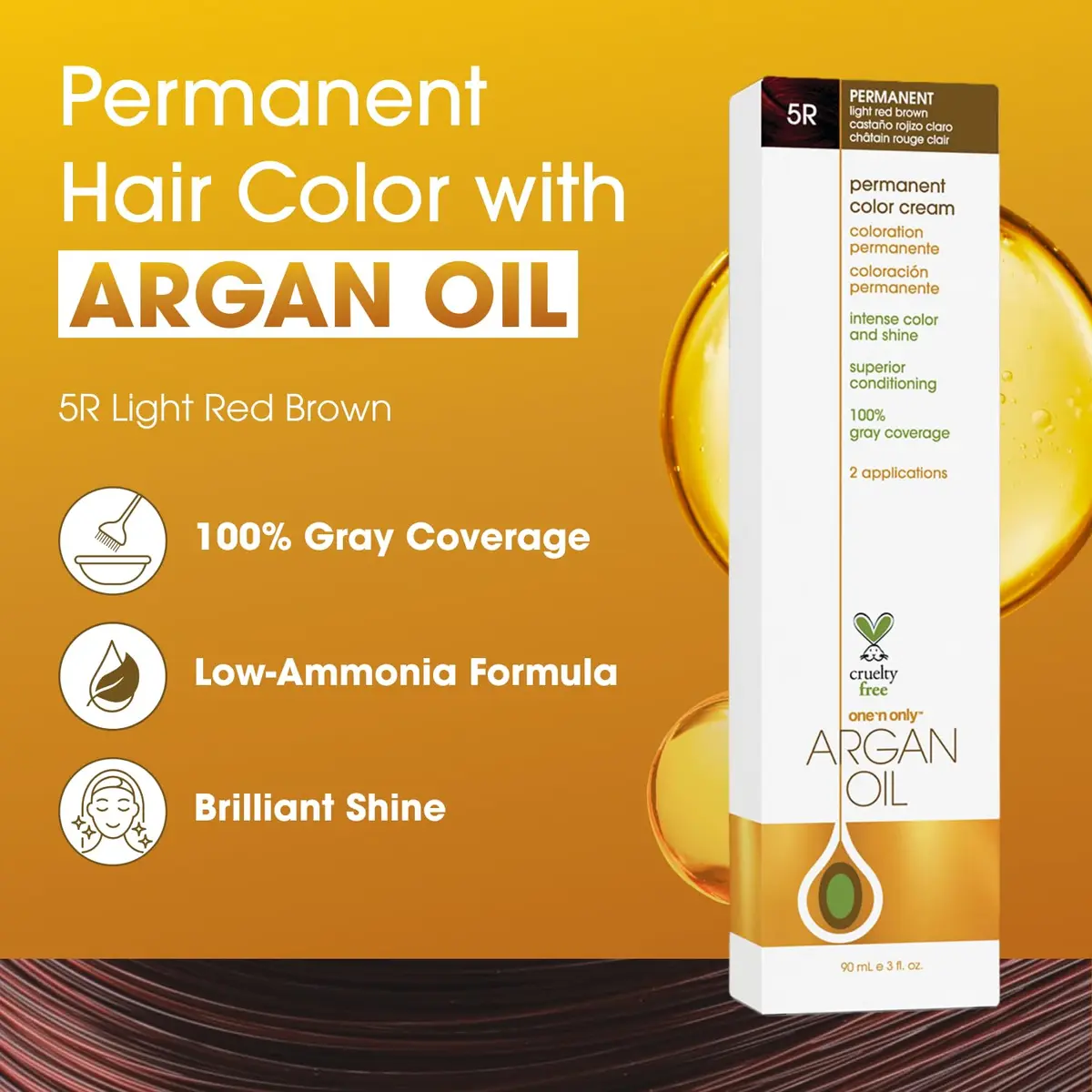One 'N Only Permanent Hair Color & Dye 5R Light Red Brown 3 oz | Rich, Long-Lasting Color with Argan Oil - view 2