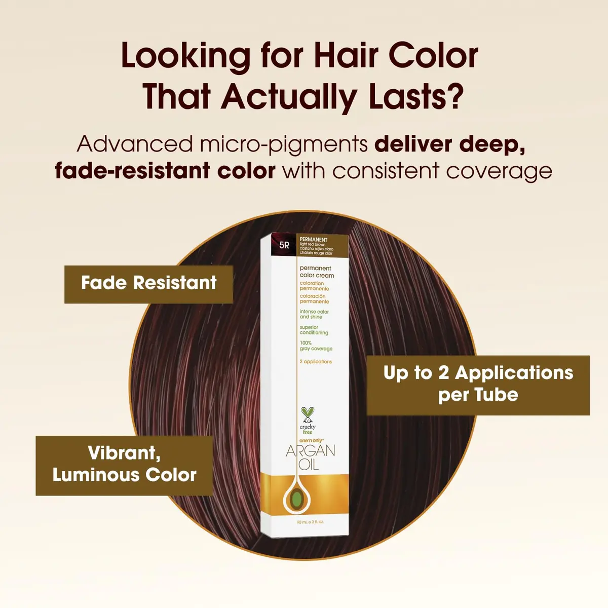 One 'N Only Permanent Hair Color & Dye 5R Light Red Brown 3 oz | Rich, Long-Lasting Color with Argan Oil - view 3