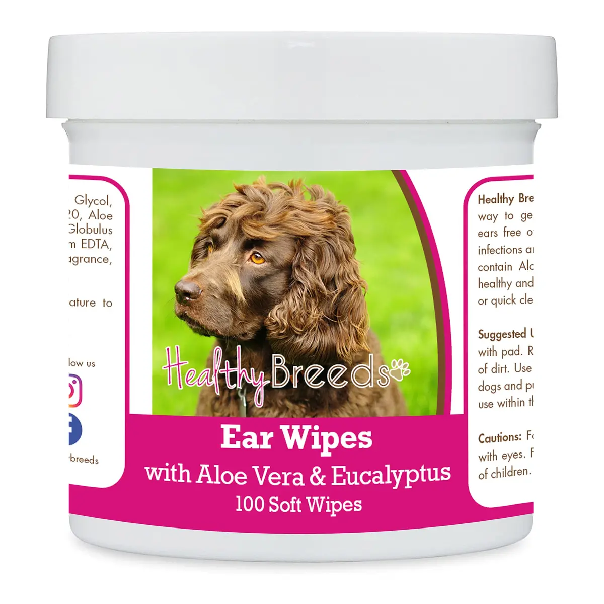 Healthy Breeds Ear Wipes for Dogs 100 Count | Aloe & Eucalyptus for Daily Ear Care - main product image