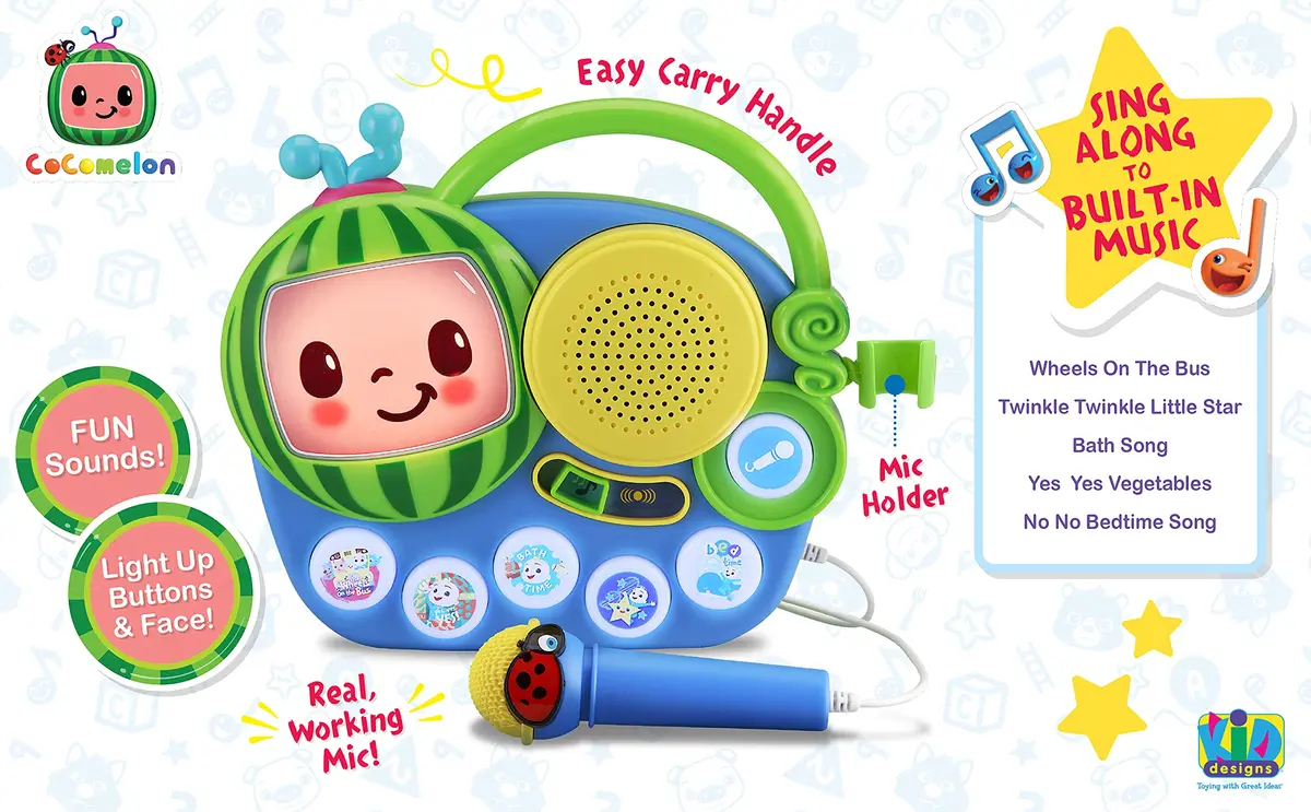 eKids Cocomelon Toy Singalong Boombox with Microphone and Built-in Music | Toddler Musical Toy for Fans of Cocomelon (10.63 x 2.24 x 8.7 inches) - view 3