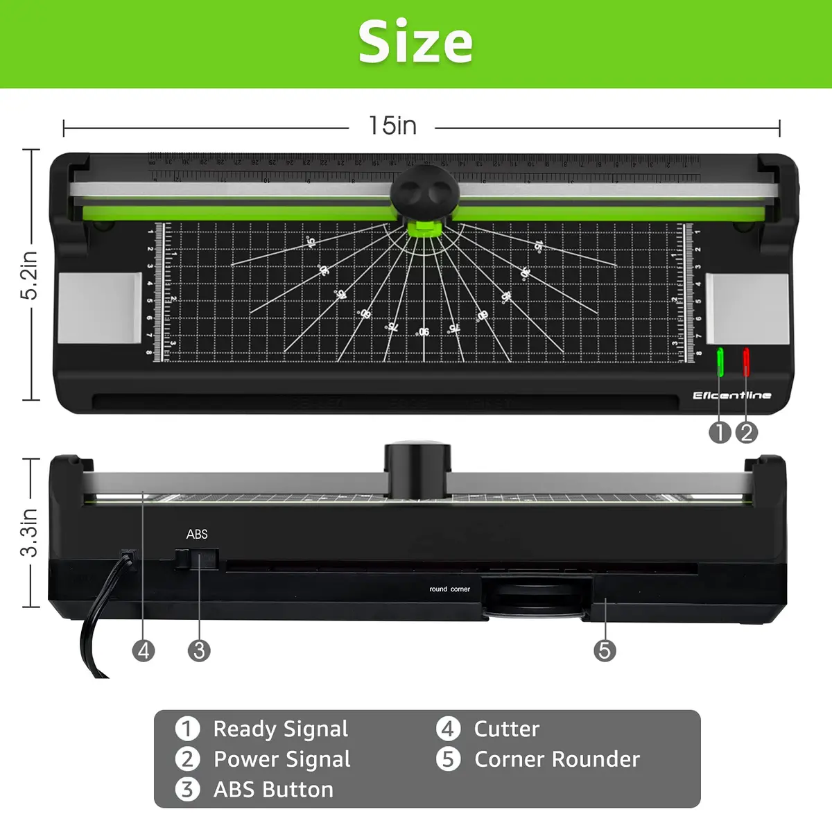 Eficentline Green A3 Laminator Machine with 50 Pouches, Trimmer & Corner Rounder | 330mm Width - view 6