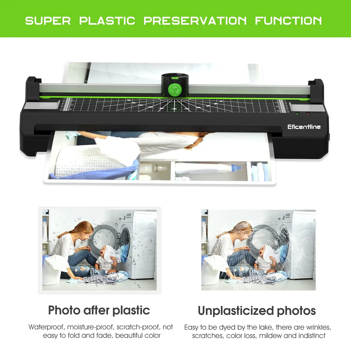 Eficentline Green A3 Laminator Machine with 50 Pouches, Trimmer & Corner Rounder | 330mm Width - view 2