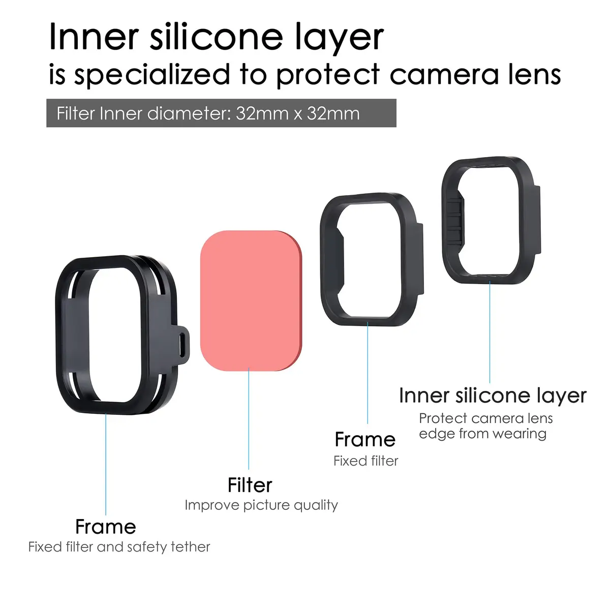 YALLSAME 2-Pack Snorkel Lens Filter Set for GoPro Hero 12 11 10 9 Black | Underwater Color Correction Filters - view 3