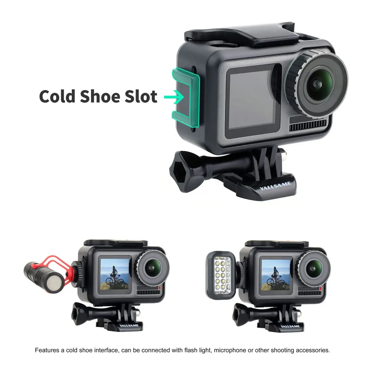 YALLSAME Frame Case for DJI Osmo Action 1 with Cold Shoe Mount | 68g (2.4 oz) Lightweight Polymer - view 2