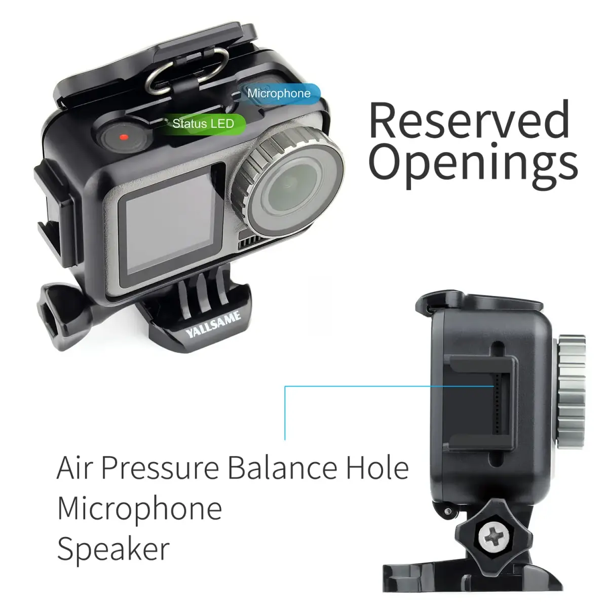 YALLSAME Frame Case for DJI Osmo Action 1 with Cold Shoe Mount | 68g (2.4 oz) Lightweight Polymer - view 4