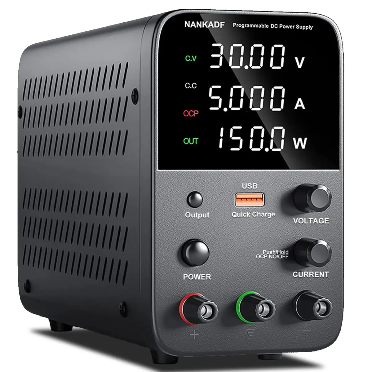 NANKADF 30V 5A Black Bench Power Supply | Precise Encoder Knob & USB Fast Charging - main product image