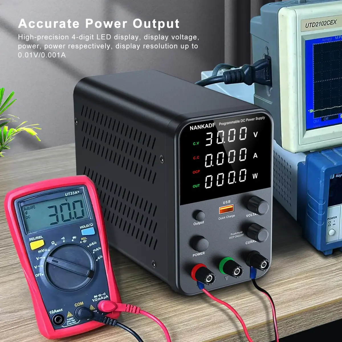 NANKADF 30V 5A Black Bench Power Supply | Precise Encoder Knob & USB Fast Charging - view 2