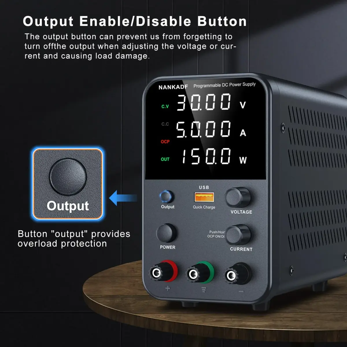NANKADF 30V 5A Black Bench Power Supply | Precise Encoder Knob & USB Fast Charging - view 4
