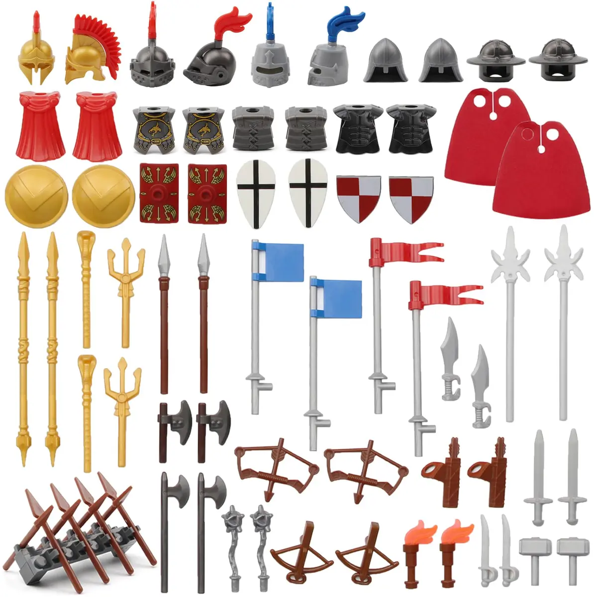 Feleph Medieval Weapons Pack for Knight Figures 69 Pieces | Educational Toy Block Kit Compatible with Major Brands - main product image