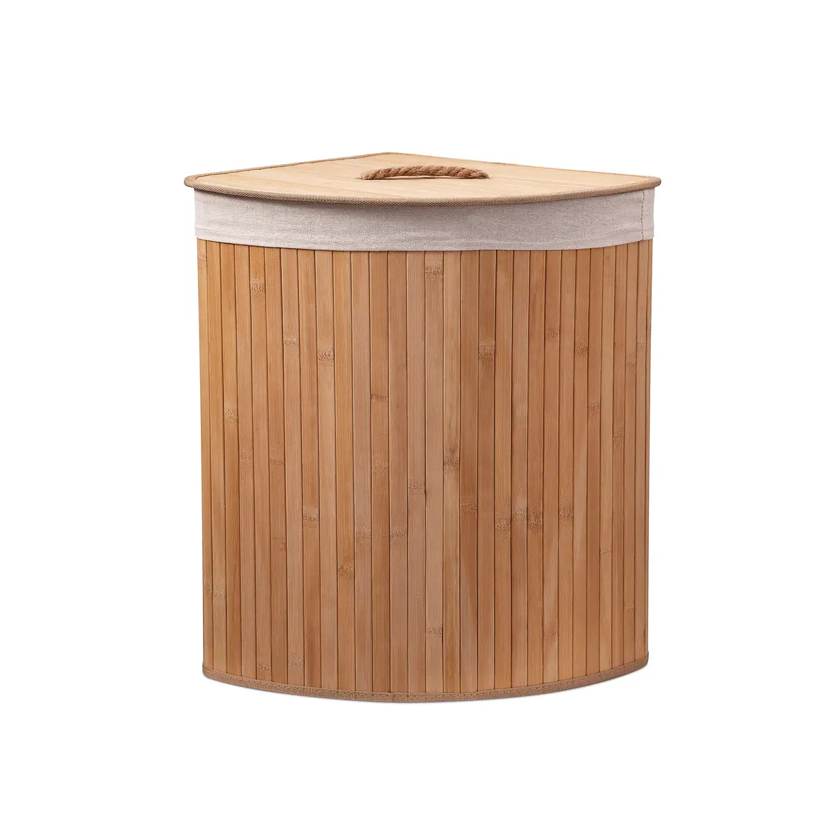 Eco Bath London Bamboo Laundry Basket with Lid - 55 Liters | Triangle Corner Design, Eco-Friendly, Removable Washable Lining - main product image