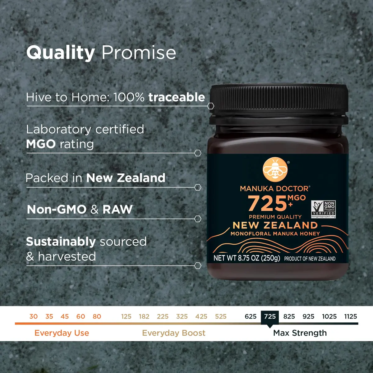 Manuka Doctor MGO 725+ Manuka Honey 8.75 oz | Pure New Zealand Honey, Raw & Non-GMO - view 2