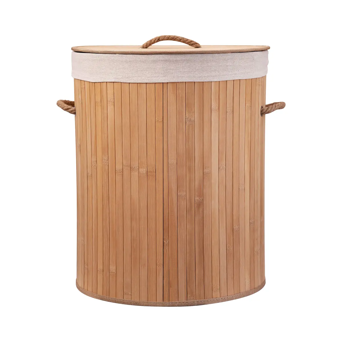 Eco Bath London Bamboo Laundry Basket with Lid - 55 Liters | Elegant Round Design, Eco-Friendly & Spacious - main product image