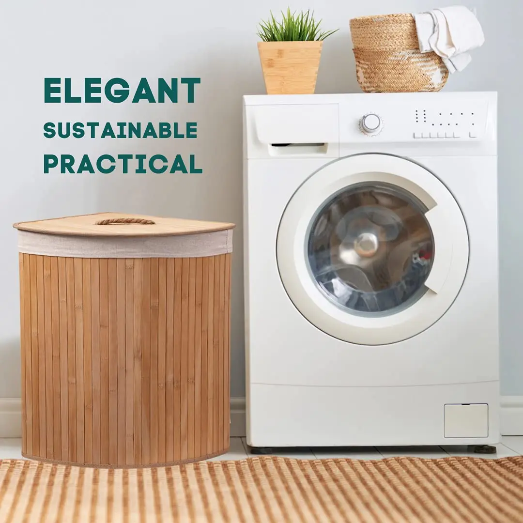 Eco Bath London Bamboo Laundry Basket with Lid - 55 Liters | Elegant Round Design, Eco-Friendly & Spacious - view 2