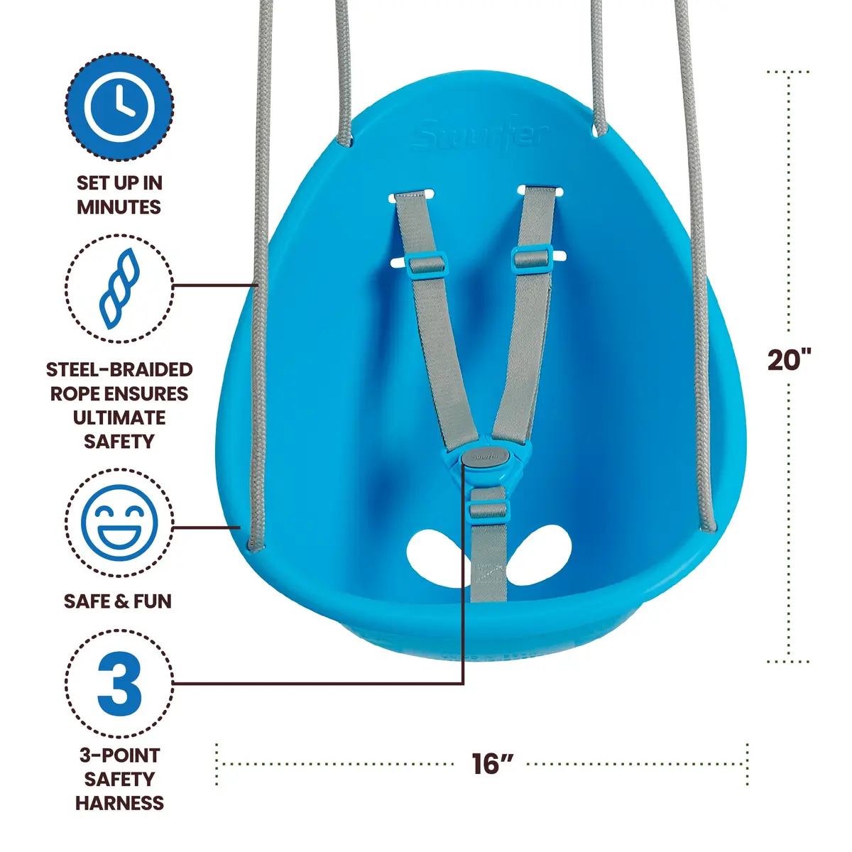 Swurfer Coconut Toddler Swing 50 lbs | Comfortable & Safe for Babies & Toddlers - view 6