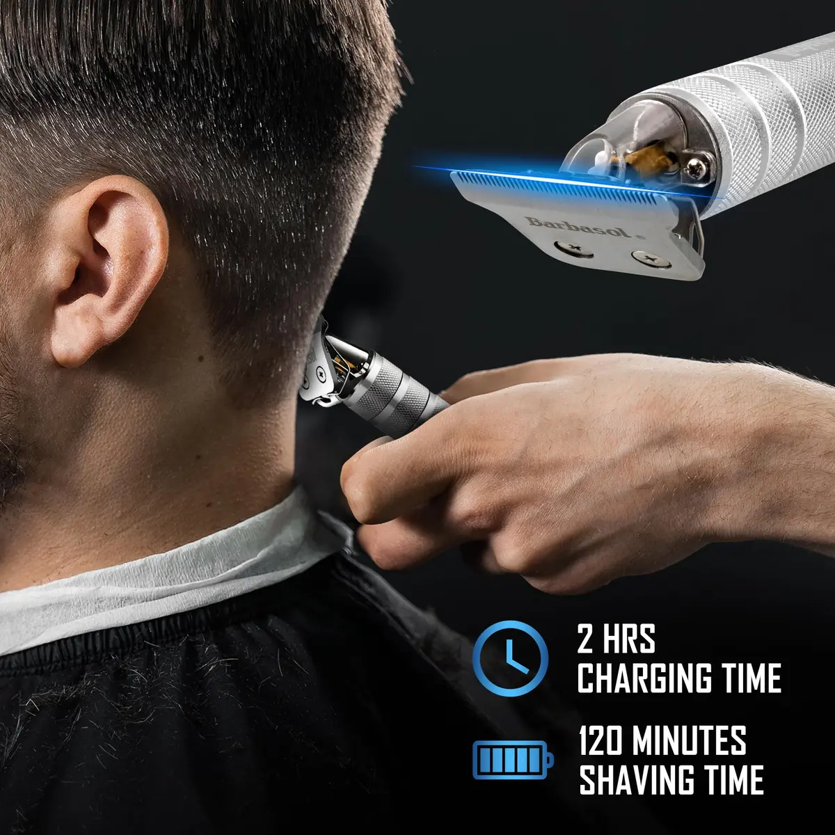 XTREME Rechargeable Zero-Gapped T-Blade Trimmer with 3 Guide Combs | 90 Min Cordless Use - view 8
