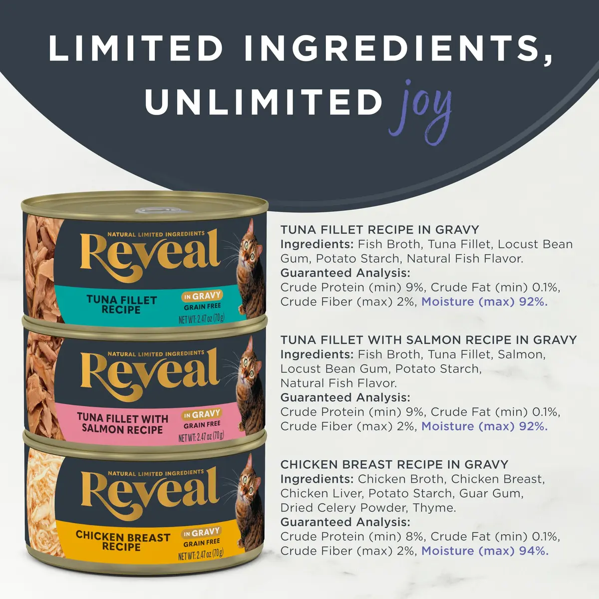 Reveal Fish & Chicken Variety in Gravy Wet Cat Food 12-Pack 2.47 oz Can | Natural, Grain-Free, Limited Ingredient - view 3