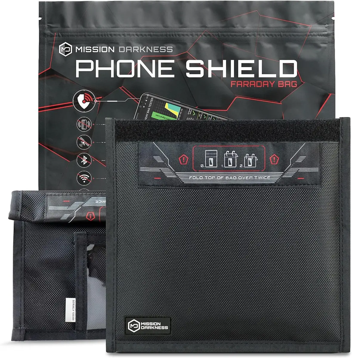 Mission Darkness Non-Window Faraday Bag for Phones 2-Pack | Signal Blocking, Military Grade, Digital Privacy (70-120 chars) - main product image