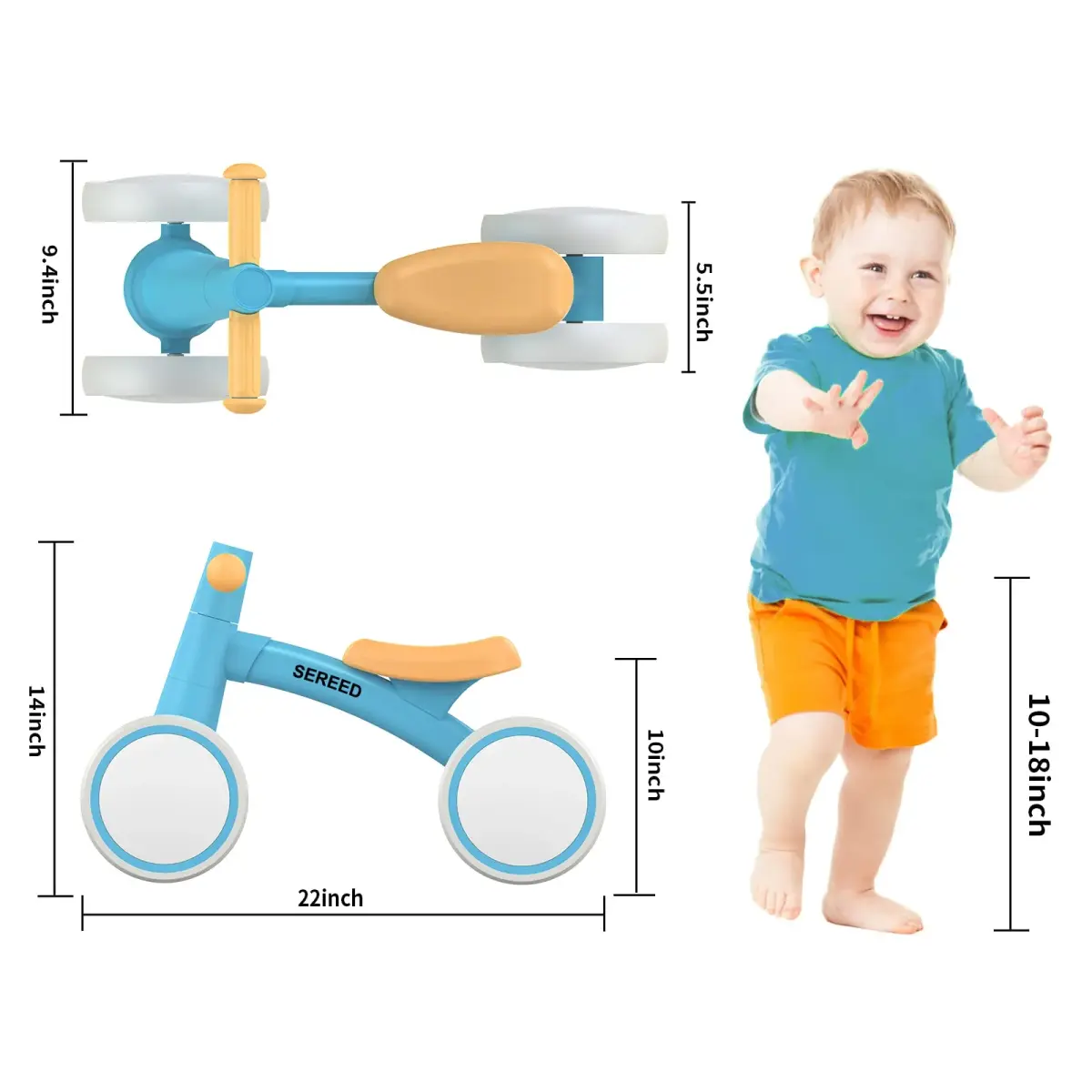 SEREED Baby Balance Bike 6.7 inch Wheels | Aluminum Alloy Frame for 12-24 Months Toddlers - view 4