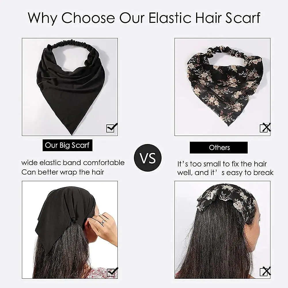 Vercret Chiffon Hair Scarf Headband 6-Pack | Boho Floral Print Elastic Bandana Headbands for Women & Girls - view 3