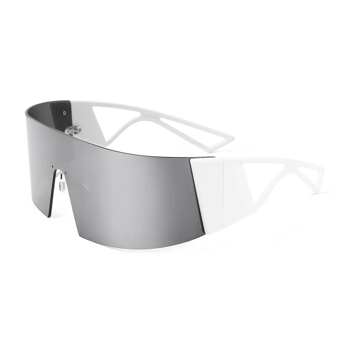 FEISEDY Futuristic Cyclops Visor Sunglasses White Frame/Sliver Mirror Lens | UV Protection - main product image