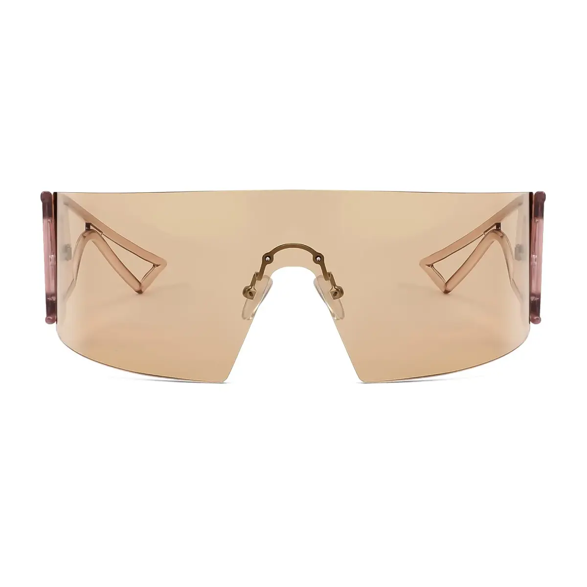 FEISEDY Futuristic Cyclops Visor Sunglasses for Men & Women | Oversized Shield Frame, Polarized Champagne Lens, 70mm - view 2