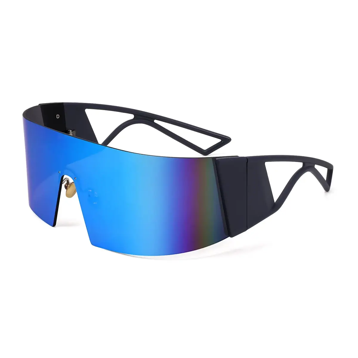 FEISEDY Futuristic Cyclops Visor Sunglasses for Men & Women, Oversized Shield with Blue Mirror Lens | UV Protection - main product image