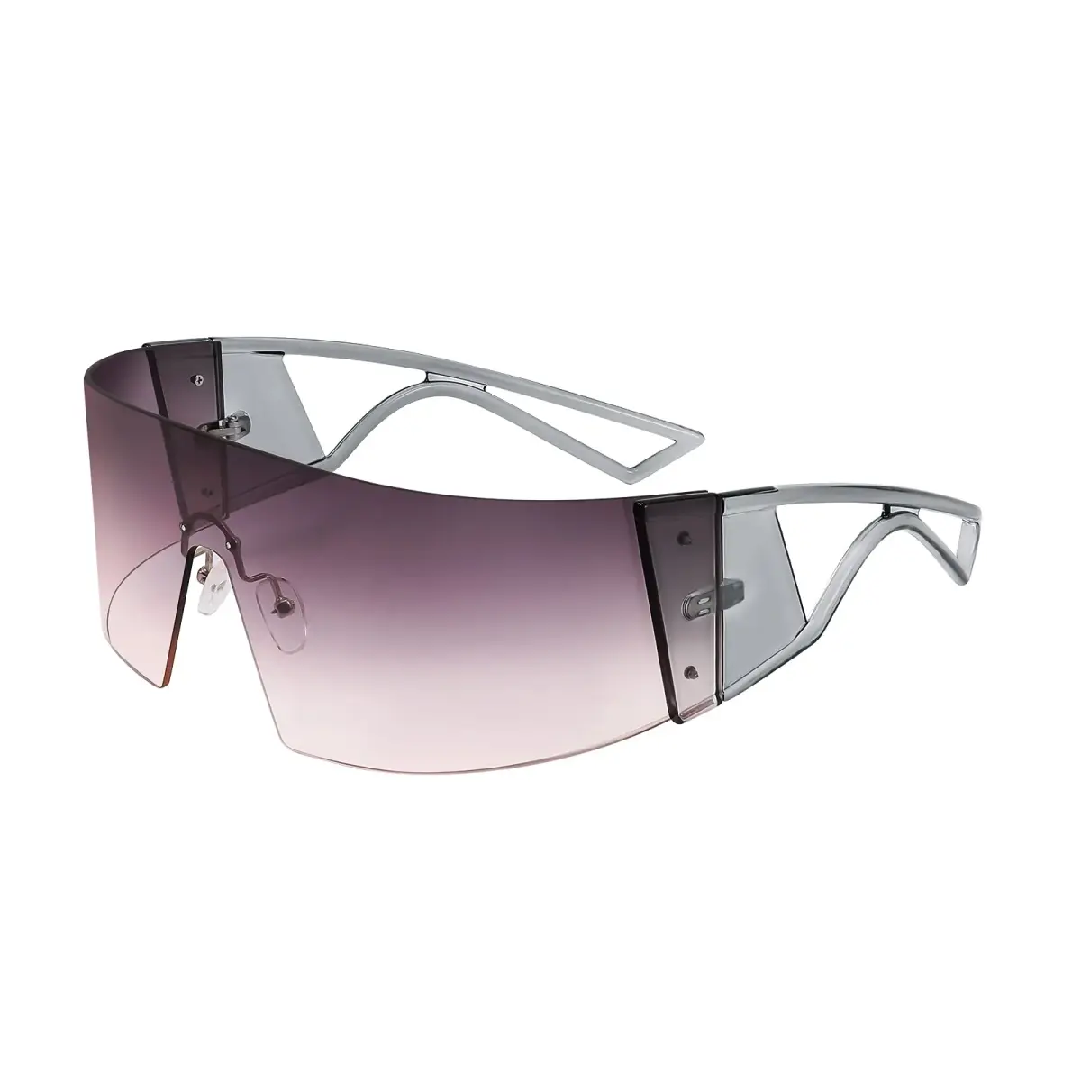FEISEDY Oversized Flat Top Wrap Sunglasses One Piece Goggles Purple Lens | 70mm (2.76") Lens Width - view 2