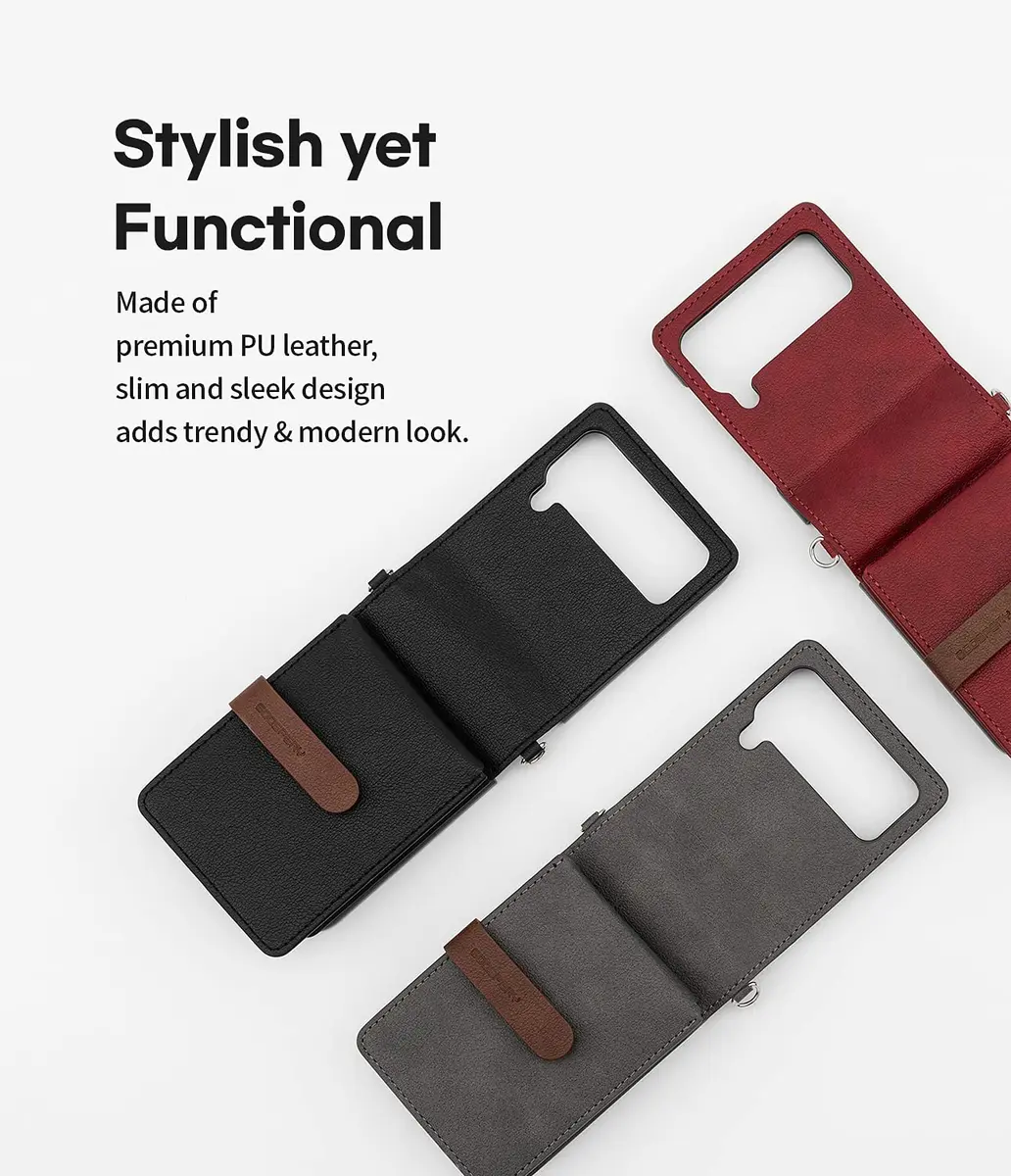 GOOSPERY Detachable Wallet Case for Samsung Galaxy Z Flip 3, Burgundy | 2 Card Pocket, Cross-Body Strap, Earbud Holder - view 2