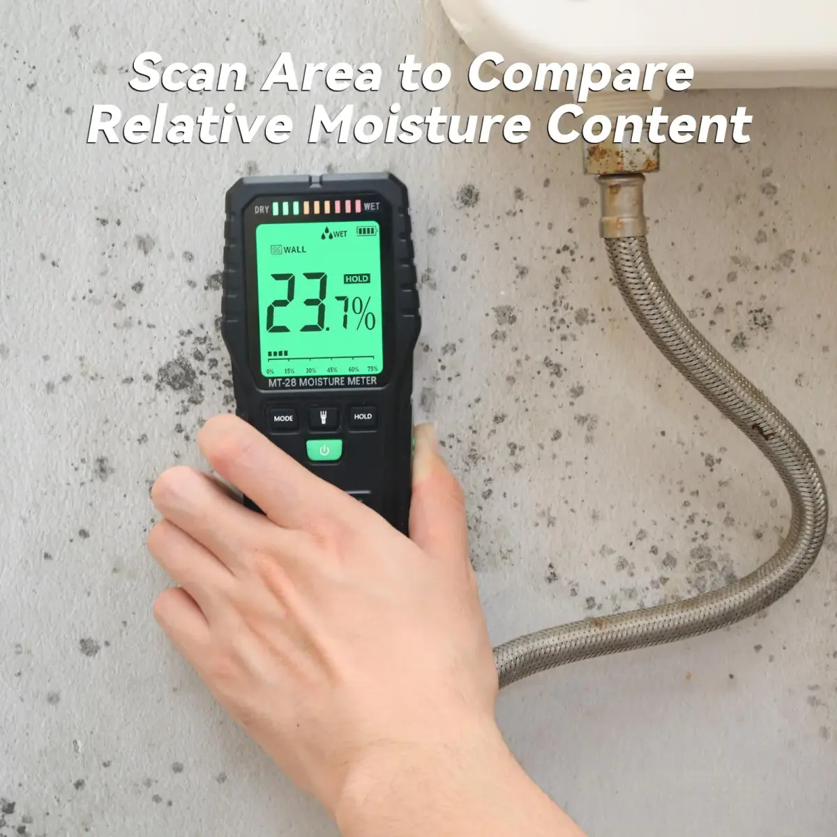 RDINSCOS Pinless Moisture Meter Digital Wall Moisture Detector with Flashlight | Measures Wood, Concrete, Drywall - view 2