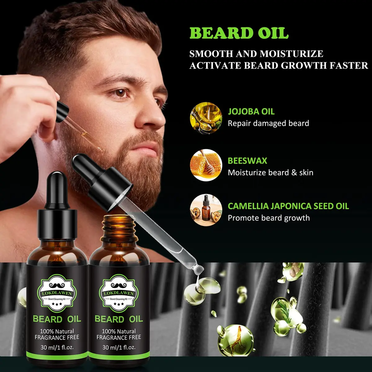 LOKDLAWEN Beard Kit for Men 9 Piece Set | Beard Care & Grooming Essentials - view 4