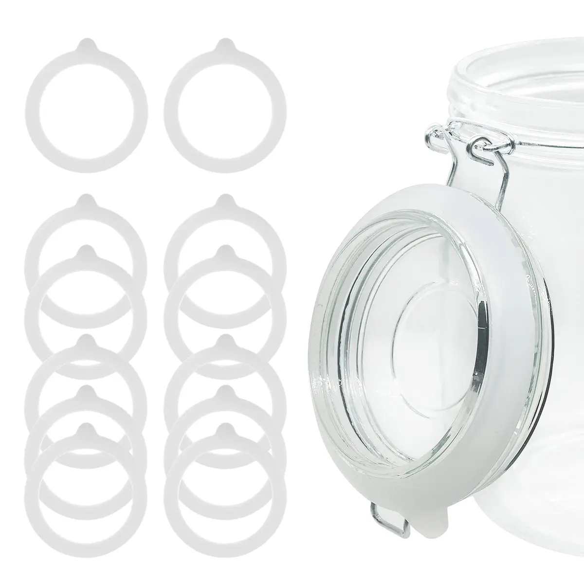 FCENDS White Silicone Jar Sealing Rings for Wide Mouth Mason Jars | Airtight & Leakproof Replacement Gaskets (12-Pack) - main product image