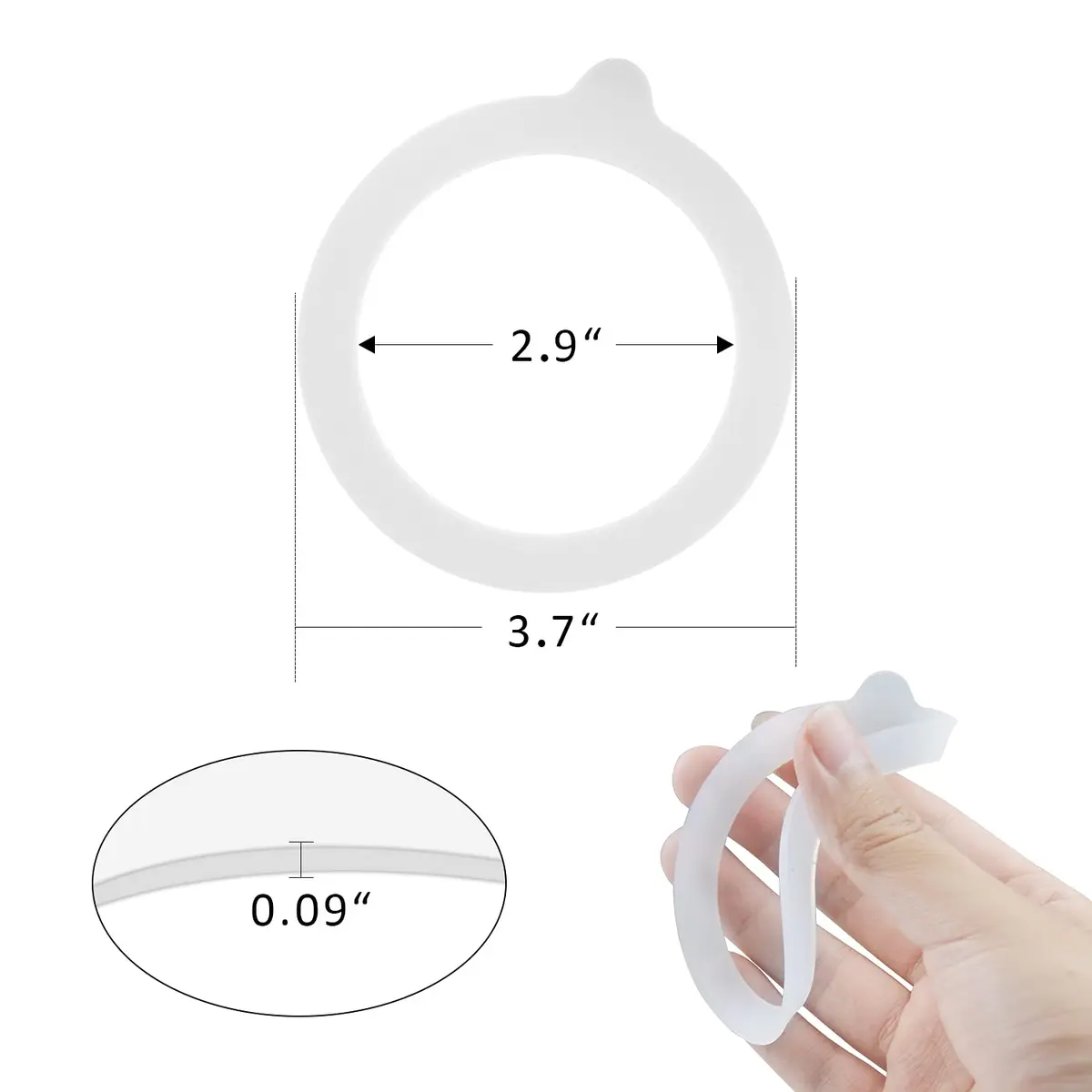 FCENDS White Silicone Jar Sealing Rings for Wide Mouth Mason Jars | Airtight & Leakproof Replacement Gaskets (12-Pack) - view 3