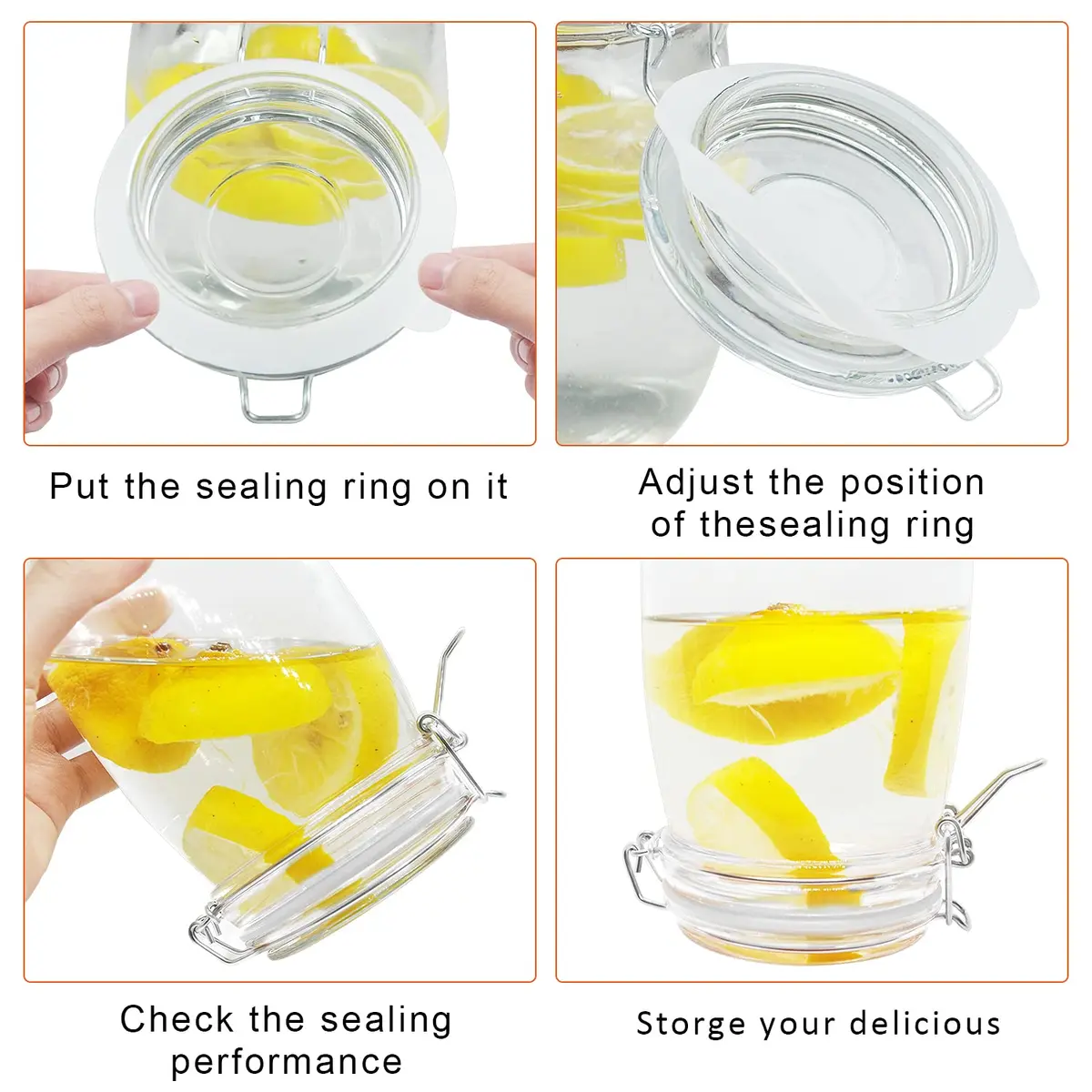 FCENDS White Silicone Jar Sealing Rings for Wide Mouth Mason Jars | Airtight & Leakproof Replacement Gaskets (12-Pack) - view 4