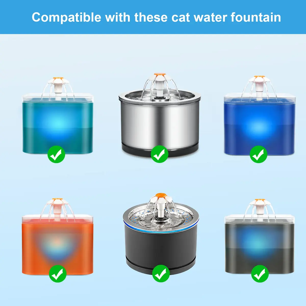 NautyPaws Cat Water Fountain Filters, 8 Packs Replacement Carbon Filters for Stainless Steel Pet Fountain - view 2