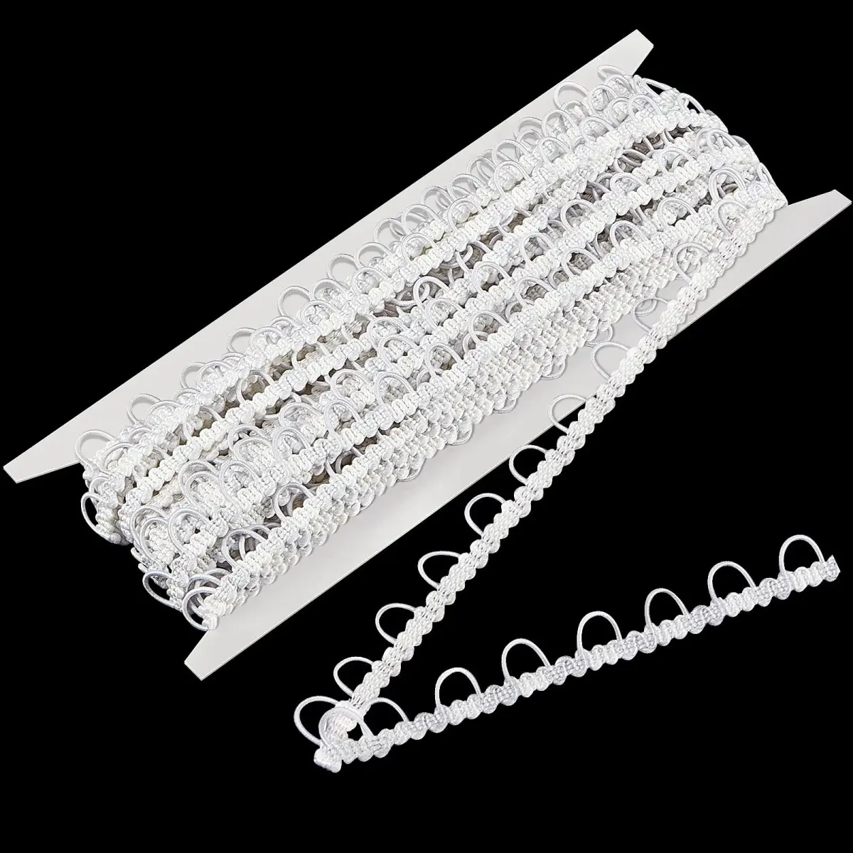 WILLBOND White Gimp Braid Trim with Elastic Button Loop 10 Yards | Sewing & Upholstery Embellishment - main product image