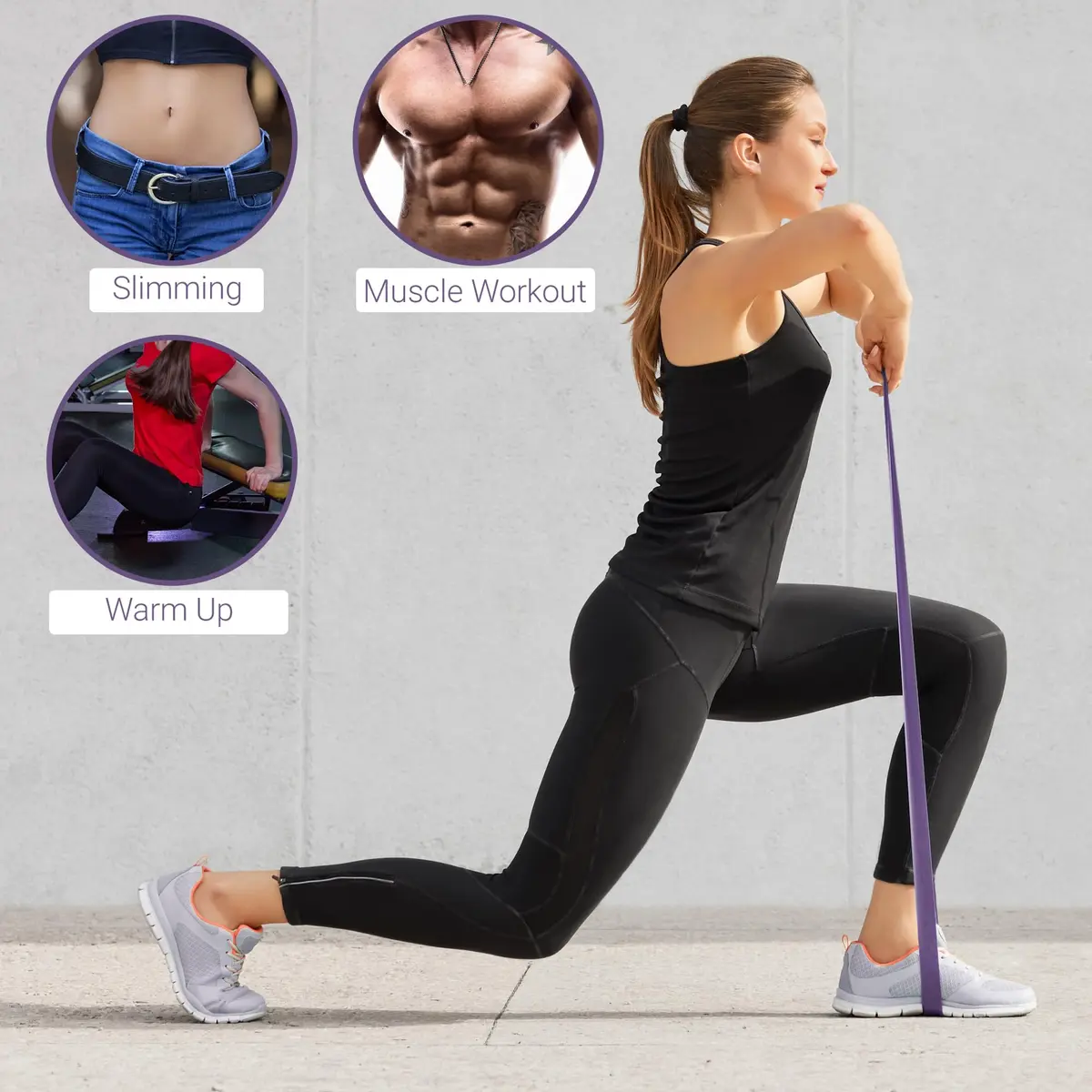TechStone Resistance Bands Set – 5 Levels Loop Exercise Bands for Men & Women, Elastic Workout Bands for Home Gym, Training, Yoga & Fitness, Carry Bag Included (Purple) - view 6