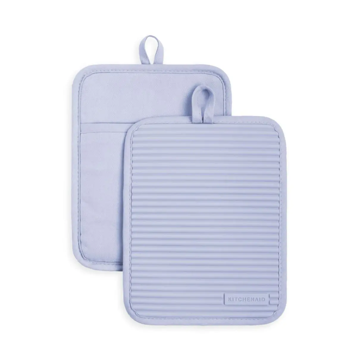 KitchenAid Ribbed Soft Silicone Pot Holder 2-Pack Set, Lavender Cream Purple, 18x23 cm (7"x9") | Heat Resistant Up to 500°F - main product image