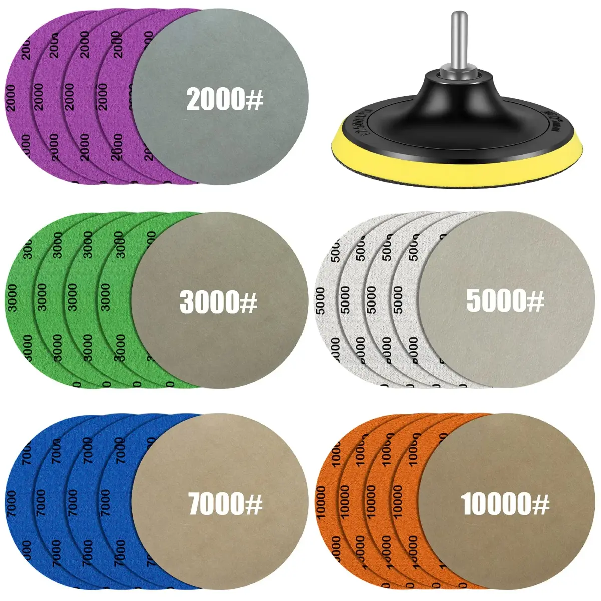 Depvko Water Grit Sandpaper Set 2000-10000 Grit with 5-Inch Backing Pad | Mirror Shine Polishing for Metal & Wood - main product image