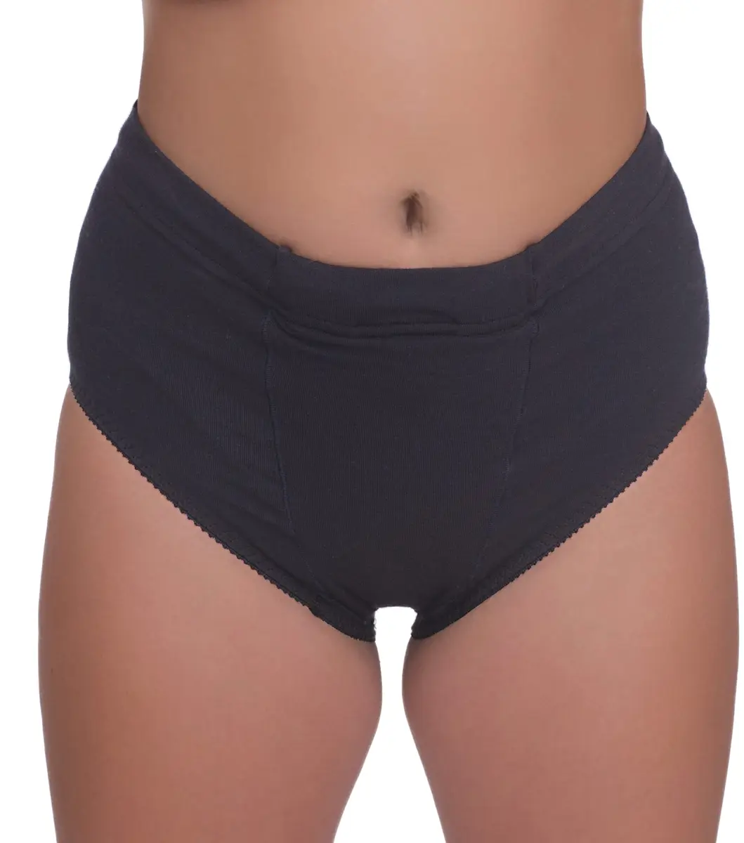 Underworks Women Vulvar Varicosity and Prolapse Support Brief with Groin Compression Bands - Black Small | Pelvic & Hernia Relief - main product image