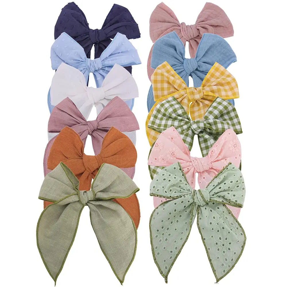 Sugarmelon Hair Clip Large Sailor Bow 12cm | Handmade Linen & Cotton, All Ages - main product image