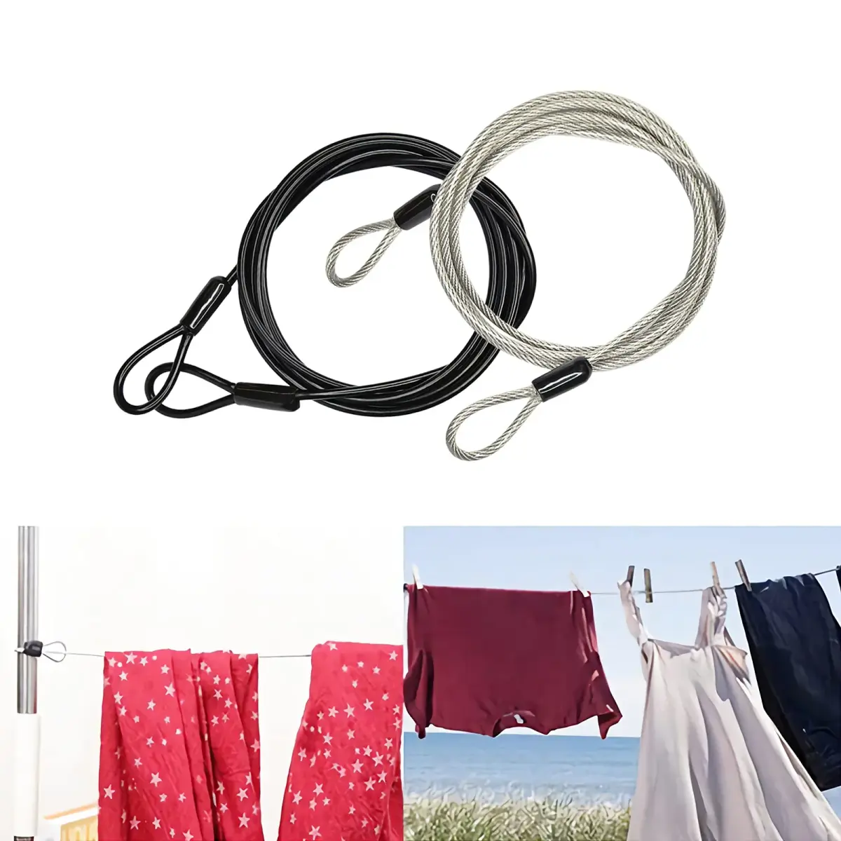 GOMRQING 3.3ft (100cm) 3mm Braided Steel Security Cable Lock (2 Pack) | Cut-Resistant & Weatherproof - view 5