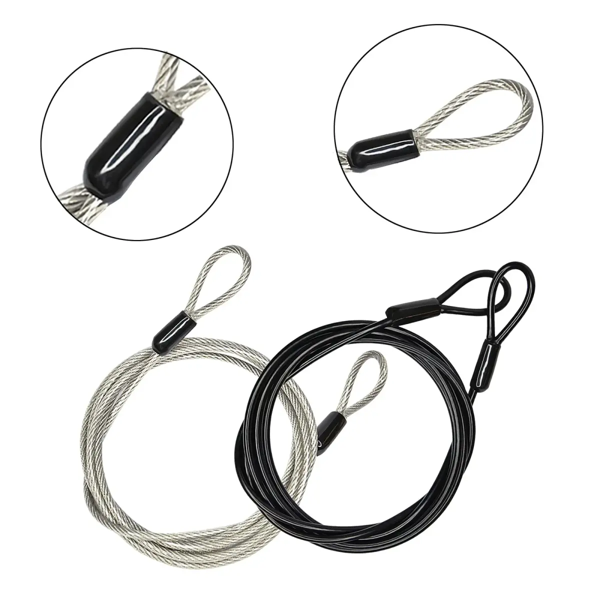 GOMRQING 3.3ft (100cm) 3mm Braided Steel Security Cable Lock (2 Pack) | Cut-Resistant & Weatherproof - view 2