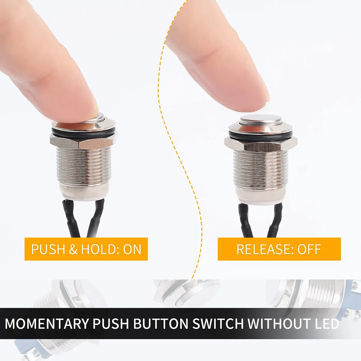 STARELO 5pcs 12mm Momentary Push Button Switch Silver Shell Waterproof 2A/12V DC | IP65 Stainless Steel - view 4