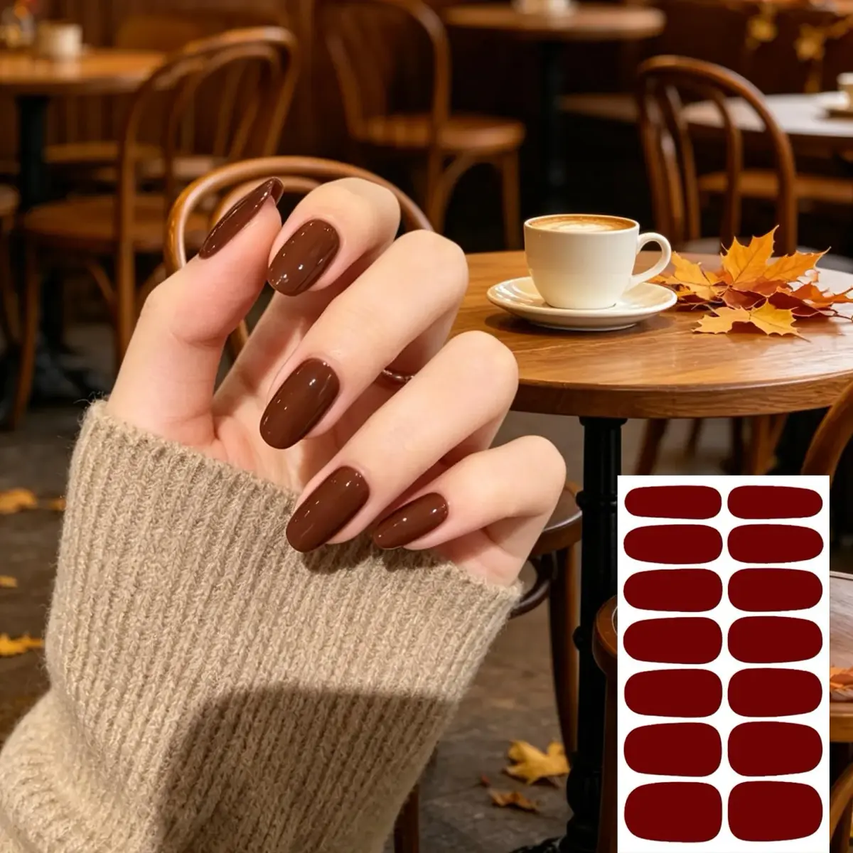 WOKOTO Dark Solid Color Series Nail Polish Strips 20 Sheets | Punk Rock Gel Nail Wraps for Women - view 7
