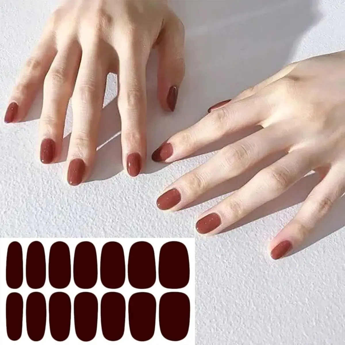 WOKOTO Dark Solid Color Series Nail Polish Strips 20 Sheets | Punk Rock Gel Nail Wraps for Women - view 3