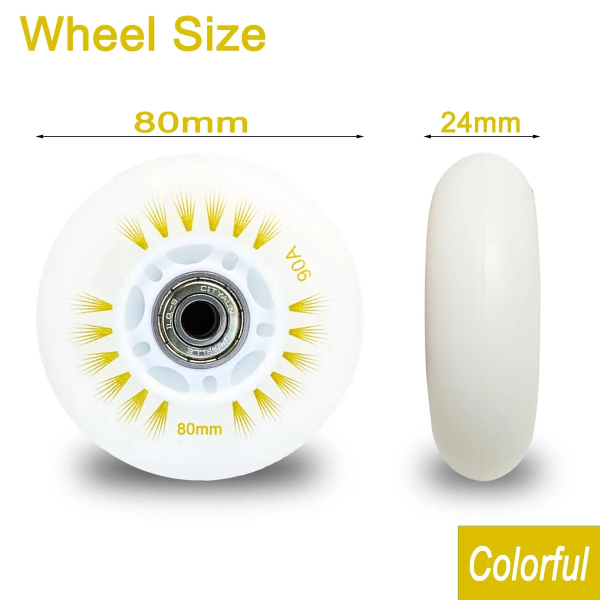 FYANER Light up Inline Skate Wheels 80mm | Luminescent, Hard 90A for Indoor & Outdoor Use - view 2
